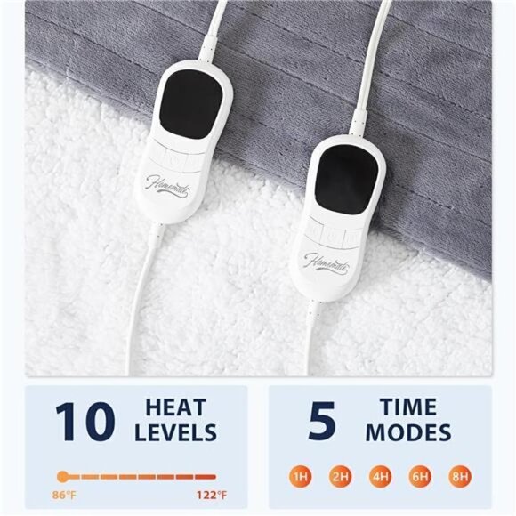 Heated Blanket Electric Throw - 84"x90" 1/2/4/6/8 Hours Auto-off 10 Heat Level - Picture 4 of 6